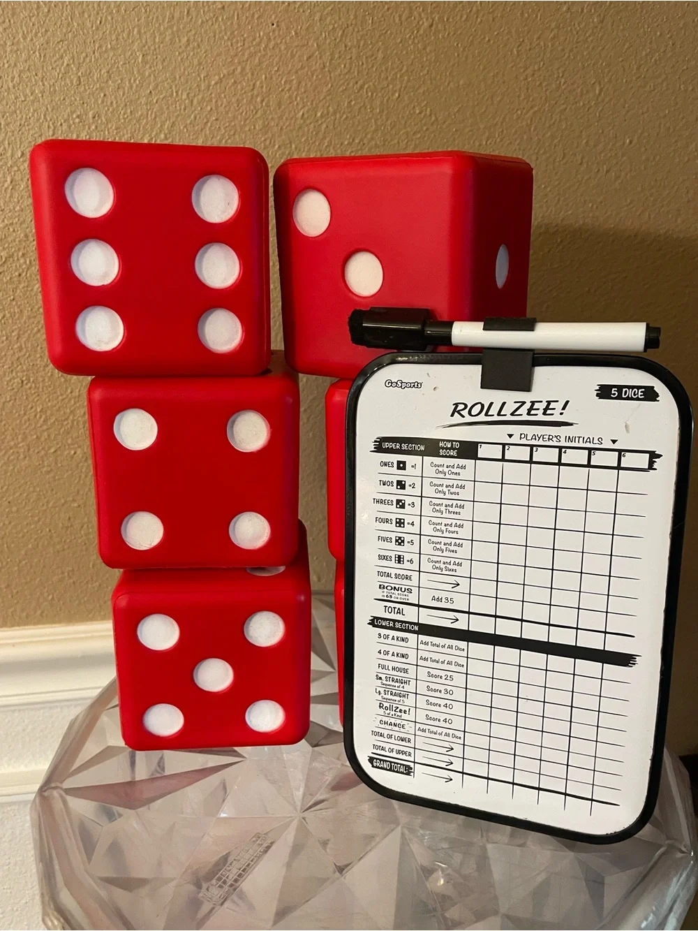 Go To Sports Huge Dice set of 6 Dice Red and White!